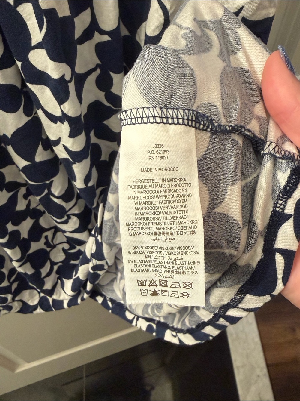 Boden Navy and White Abstract Print Midi Dress - Picture 3 of 4